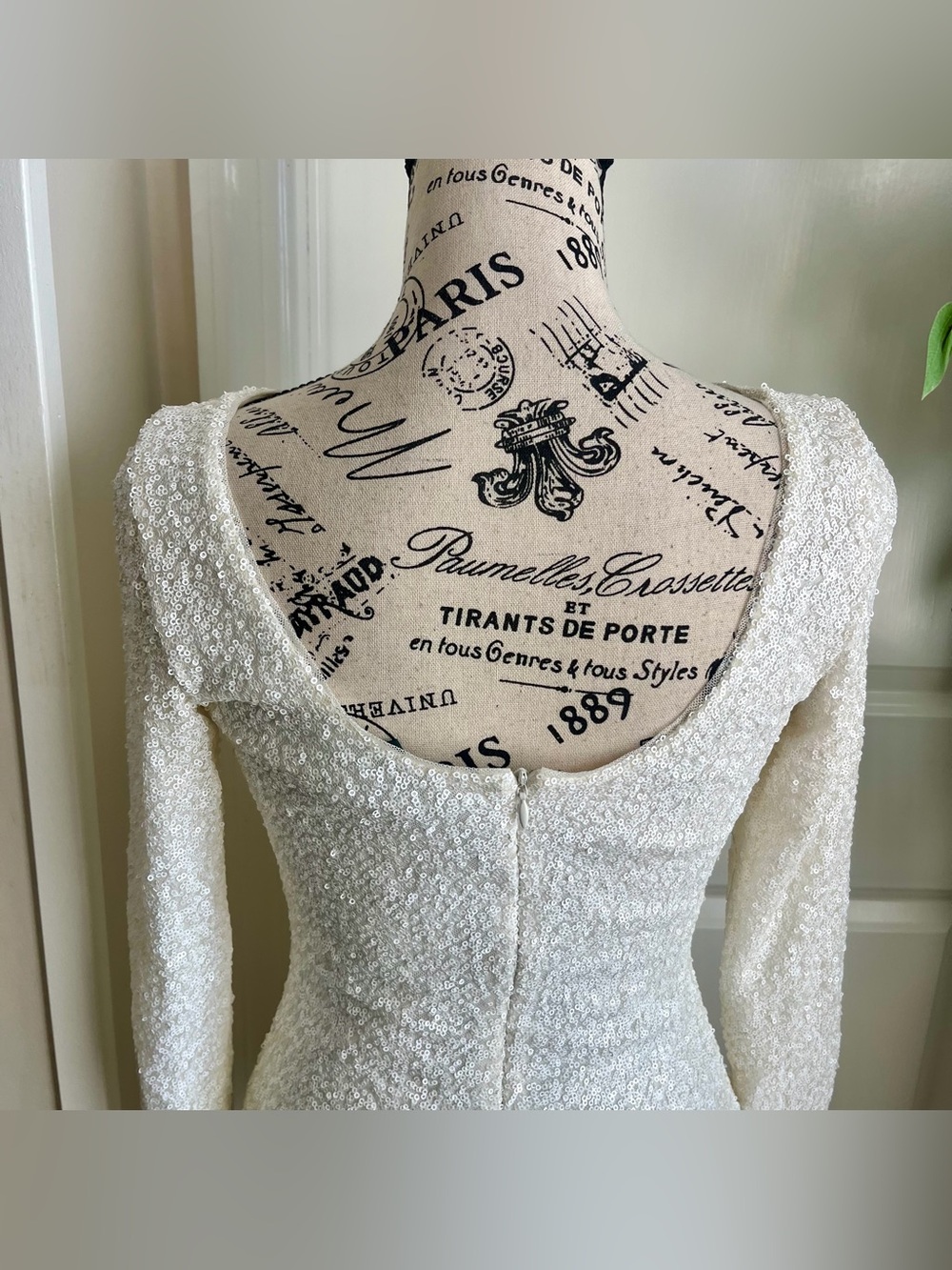 Lauren Ralph Lauren Evening Sequin Long Sleeve Boat Neck Top White Sz 2 - Picture 11 of 16